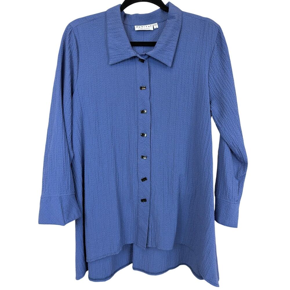 Habitat Periwinkle Blue Button Up High-Low Tunic Small